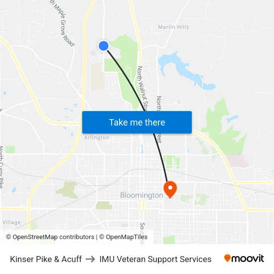 Kinser Pike & Acuff to IMU Veteran Support Services map