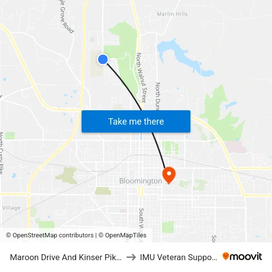 Maroon Drive And Kinser Pike at Bhs North to IMU Veteran Support Services map