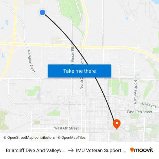 Briarcliff Dive And Valleyview Drive to IMU Veteran Support Services map