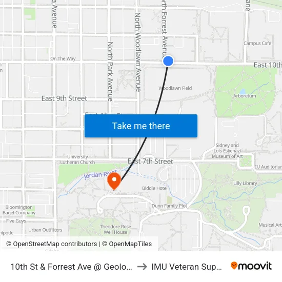 10th St & Forrest Ave @ Geology And Informatics to IMU Veteran Support Services map
