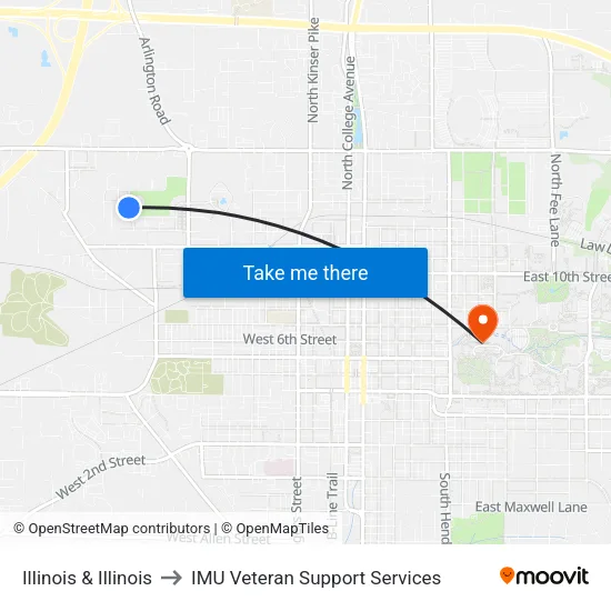 Illinois & Illinois to IMU Veteran Support Services map