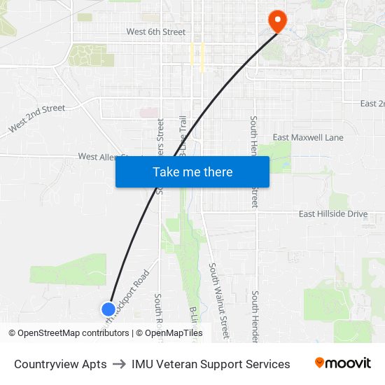 Countryview Apts to IMU Veteran Support Services map