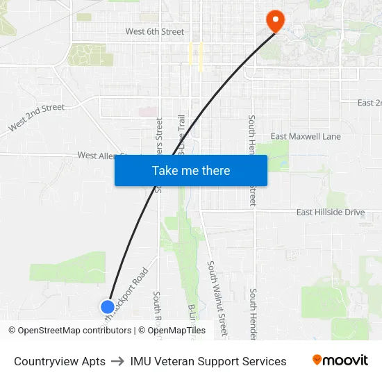 Countryview Apts to IMU Veteran Support Services map