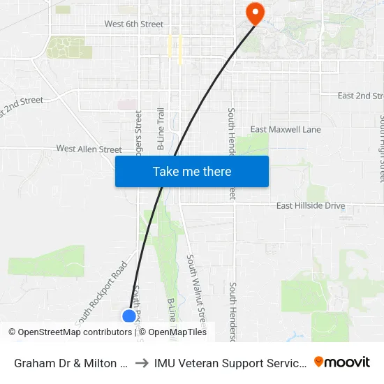 Graham Dr & Milton Dr to IMU Veteran Support Services map