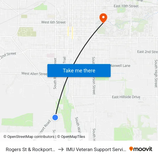 Rogers St & Rockport Rd to IMU Veteran Support Services map