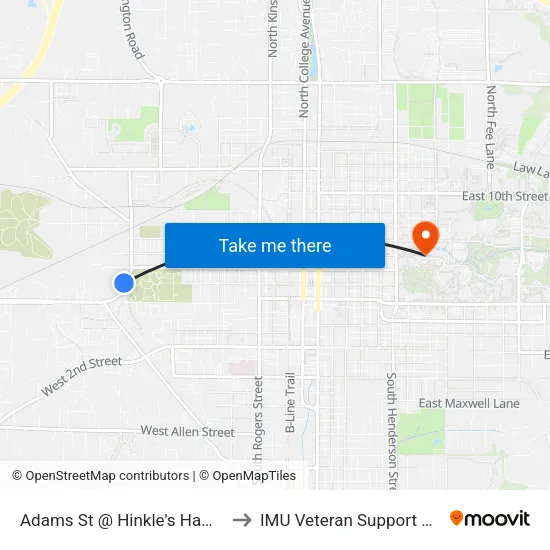 Adams St @ Hinkle's Hamburgers to IMU Veteran Support Services map