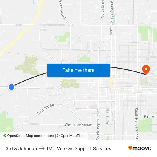 3rd & Johnson to IMU Veteran Support Services map
