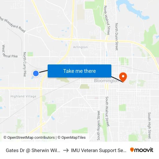 Gates Dr @ Sherwin Williams to IMU Veteran Support Services map