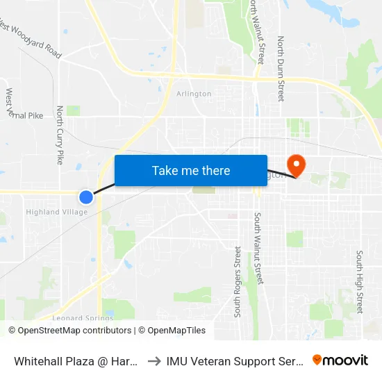 Whitehall Plaza @ Hardee's to IMU Veteran Support Services map