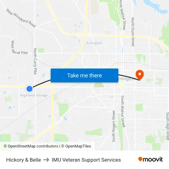 Hickory & Belle to IMU Veteran Support Services map