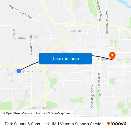 Park Square & Sunset to IMU Veteran Support Services map