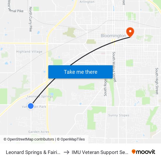 Leonard Springs & Fairington to IMU Veteran Support Services map