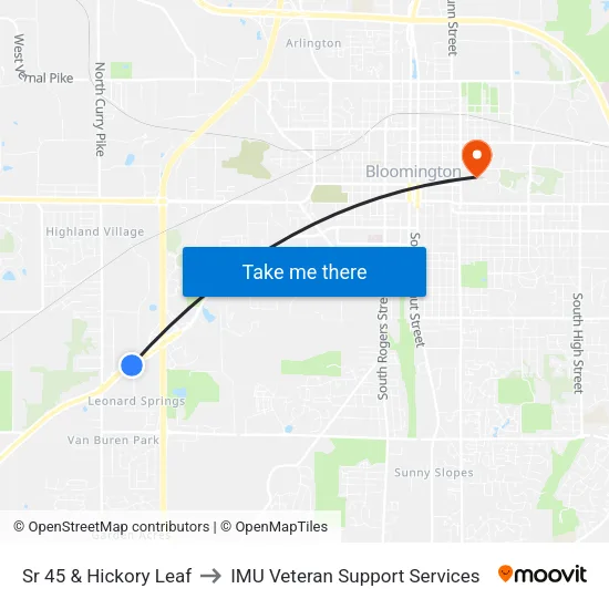 Sr 45 & Hickory Leaf to IMU Veteran Support Services map