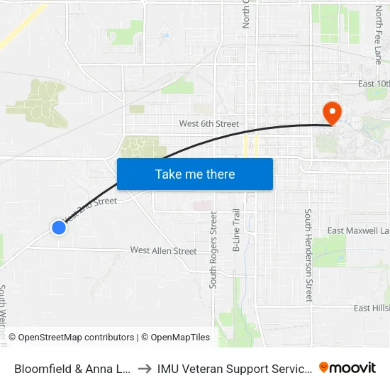 Bloomfield & Anna Lee to IMU Veteran Support Services map