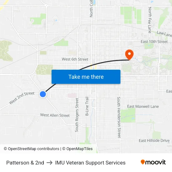 Patterson & 2nd to IMU Veteran Support Services map