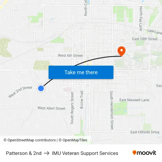 Patterson & 2nd to IMU Veteran Support Services map