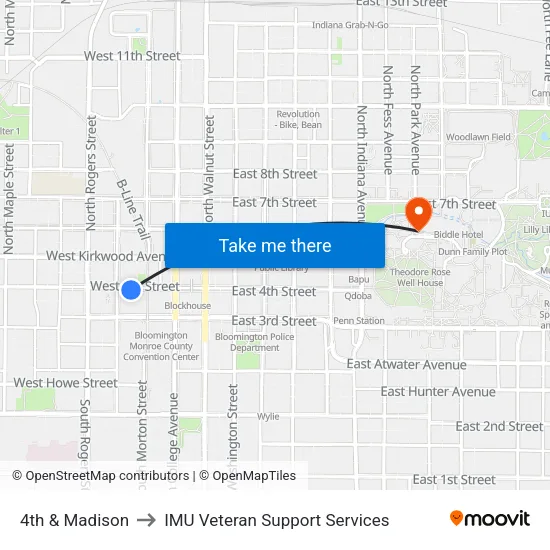 4th & Madison to IMU Veteran Support Services map