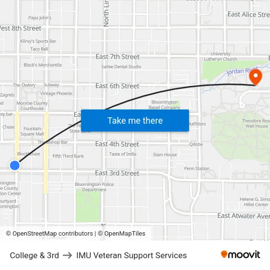 College & 3rd to IMU Veteran Support Services map