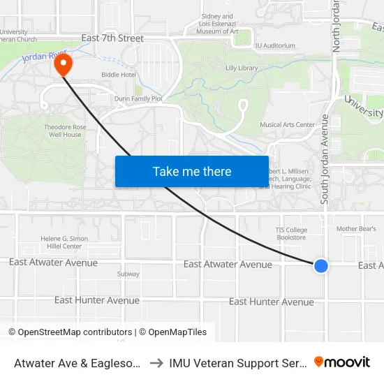 Atwater Ave & Eagleson Ave to IMU Veteran Support Services map