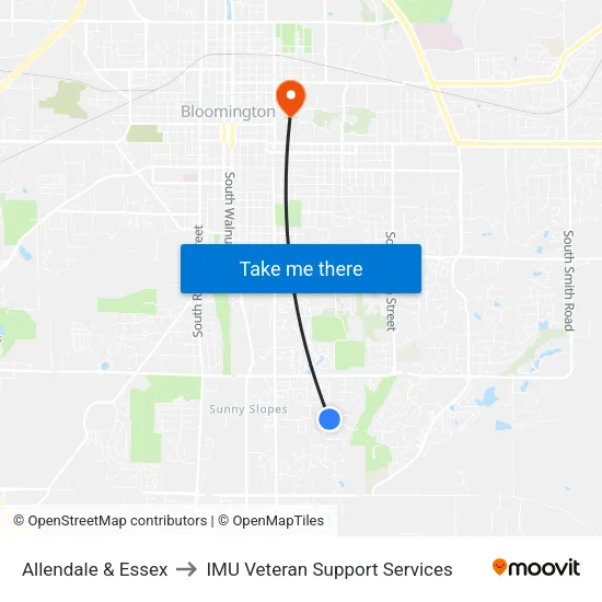 Allendale & Essex to IMU Veteran Support Services map