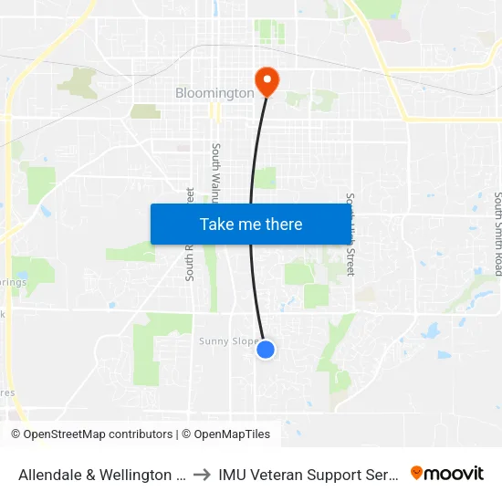 Allendale & Wellington Way to IMU Veteran Support Services map