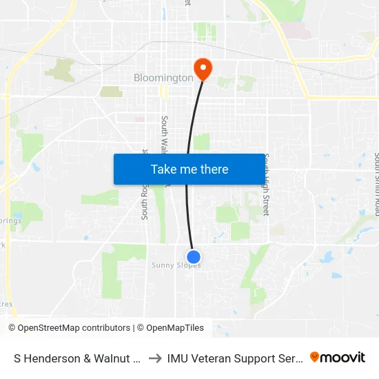 S Henderson & Walnut St Pk to IMU Veteran Support Services map