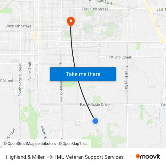 Highland & Miller to IMU Veteran Support Services map