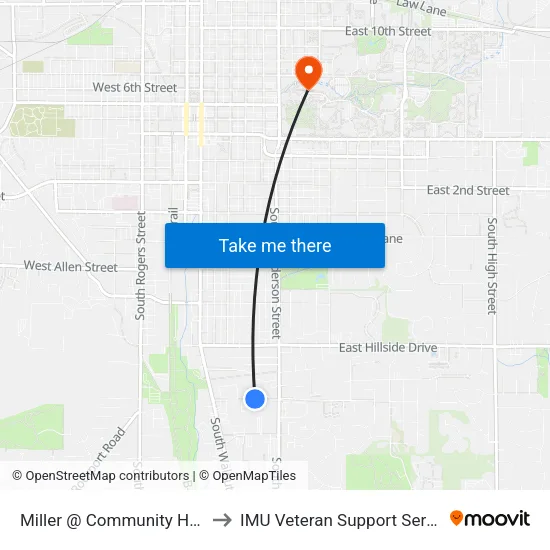 Miller @ Community Health to IMU Veteran Support Services map