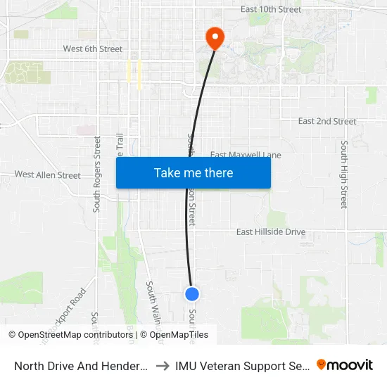 North Drive And Henderson St to IMU Veteran Support Services map