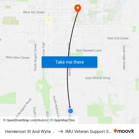 Henderson St And Wylie Farm Rd to IMU Veteran Support Services map