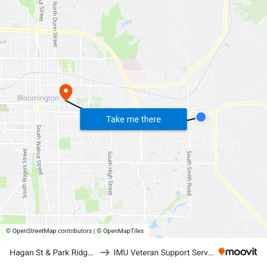 Hagan St & Park Ridge Rd to IMU Veteran Support Services map