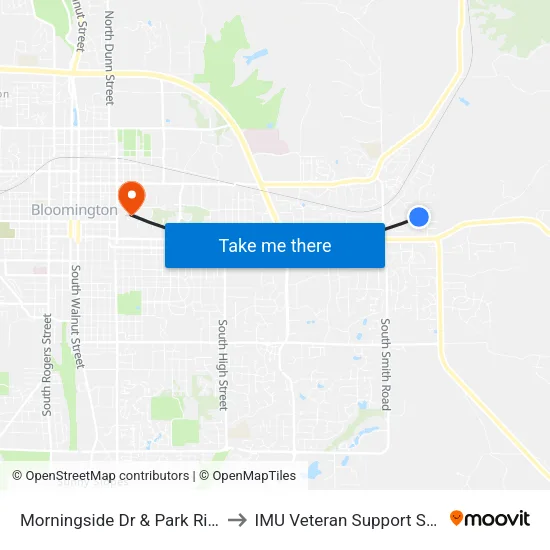 Morningside Dr & Park Ridge Rd to IMU Veteran Support Services map