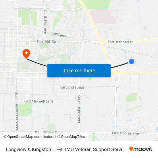 Longview & Kingston Dr to IMU Veteran Support Services map