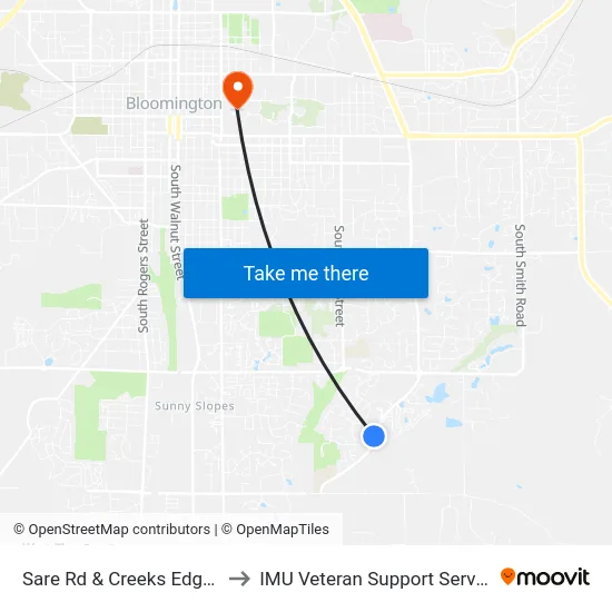 Sare Rd & Creeks Edge Dr to IMU Veteran Support Services map
