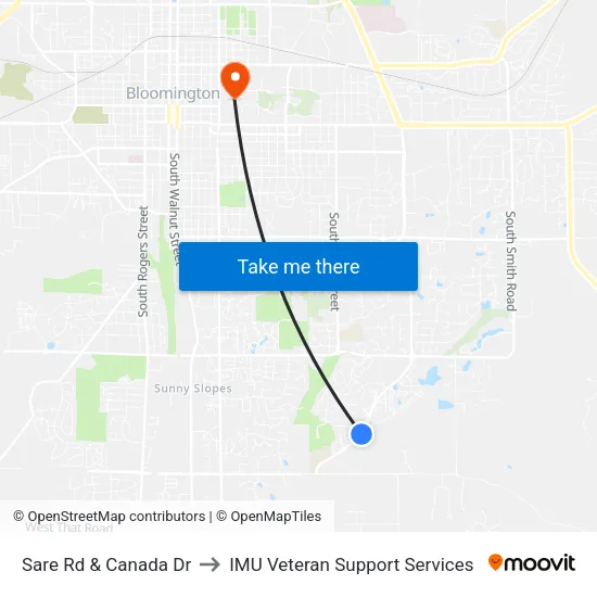Sare Rd & Canada Dr to IMU Veteran Support Services map