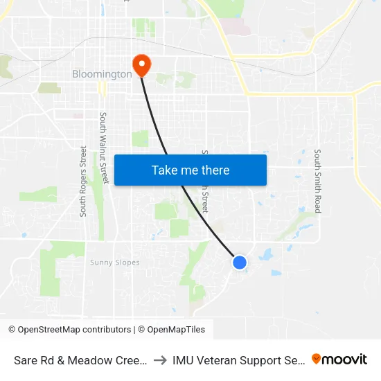 Sare Rd & Meadow Creek Blvd to IMU Veteran Support Services map