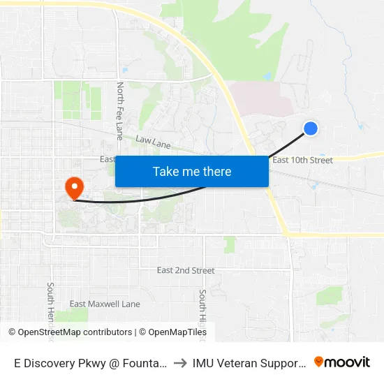 E Discovery Pkwy @ Fountain Park Apts to IMU Veteran Support Services map