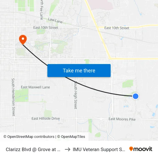Clarizz Blvd @ Grove at Latimer to IMU Veteran Support Services map