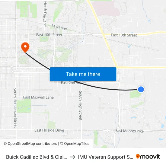 Buick Cadillac Blvd & Clairzz Blvd to IMU Veteran Support Services map