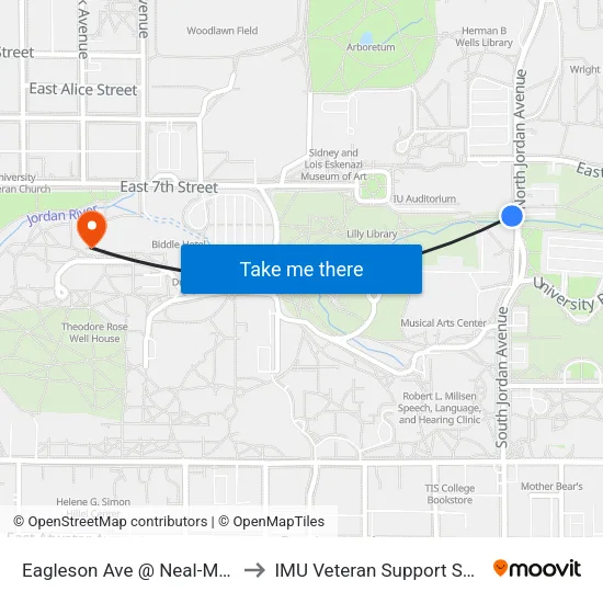 Eagleson Ave @ Neal-Marshall to IMU Veteran Support Services map