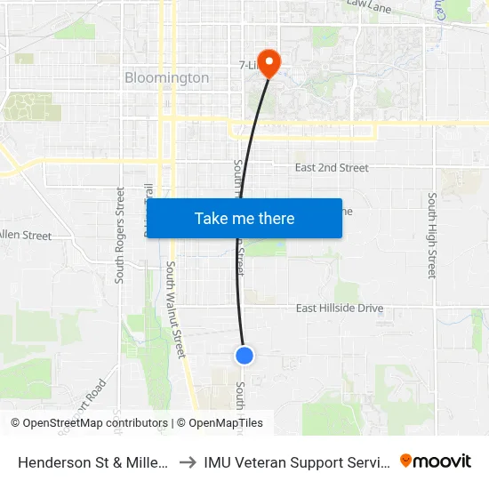 Henderson St & Miller Dr to IMU Veteran Support Services map