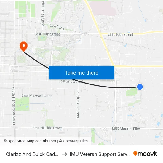 Clarizz And Buick Cadillac to IMU Veteran Support Services map