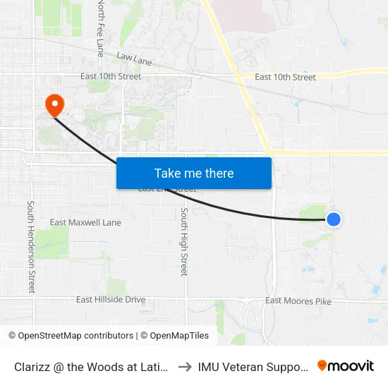 Clarizz @ the Woods at Latimer (Inbound) to IMU Veteran Support Services map