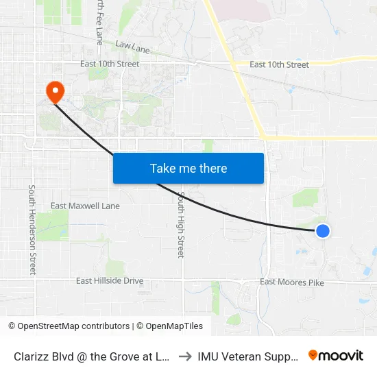 Clarizz Blvd @ the Grove at Latimer (Inbound) to IMU Veteran Support Services map
