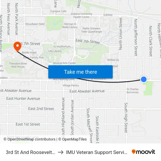 3rd St And Roosevelt St to IMU Veteran Support Services map