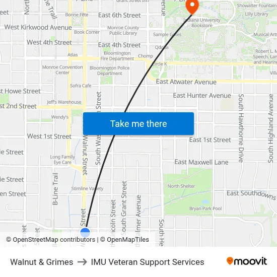 Walnut & Grimes to IMU Veteran Support Services map