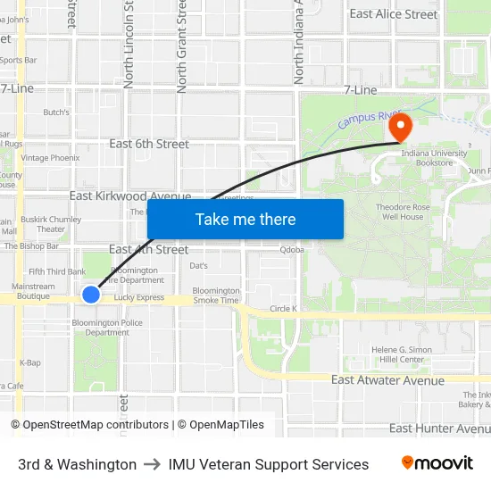 3rd & Washington to IMU Veteran Support Services map
