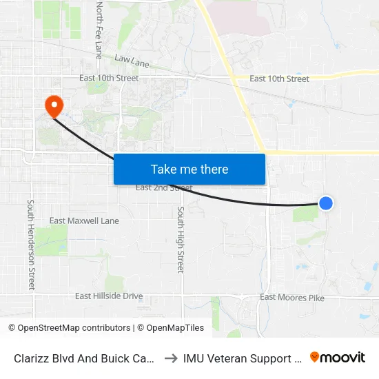 Clarizz Blvd And Buick Cadillac Blvd to IMU Veteran Support Services map