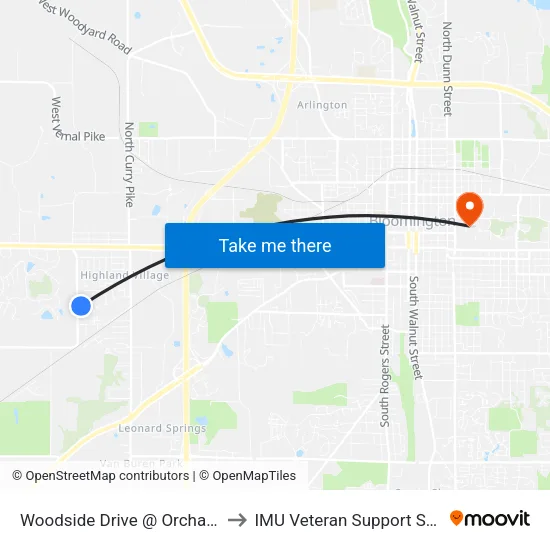 Woodside Drive @ Orchard Glen to IMU Veteran Support Services map