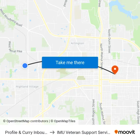 Profile & Curry Inbound to IMU Veteran Support Services map
